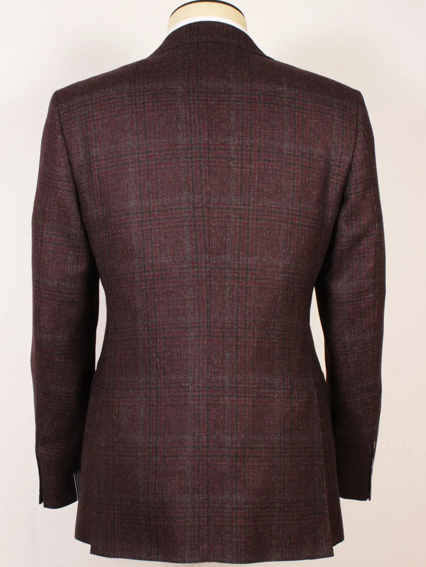 Canali Flap Pocket Sport Jacket in Burgundy Plaid