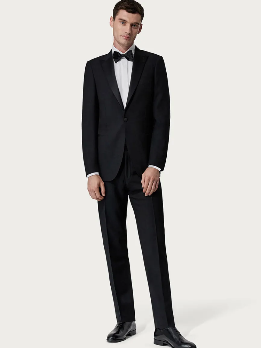 Canali Siena Black Wool Tuxedo With Peak Lapels