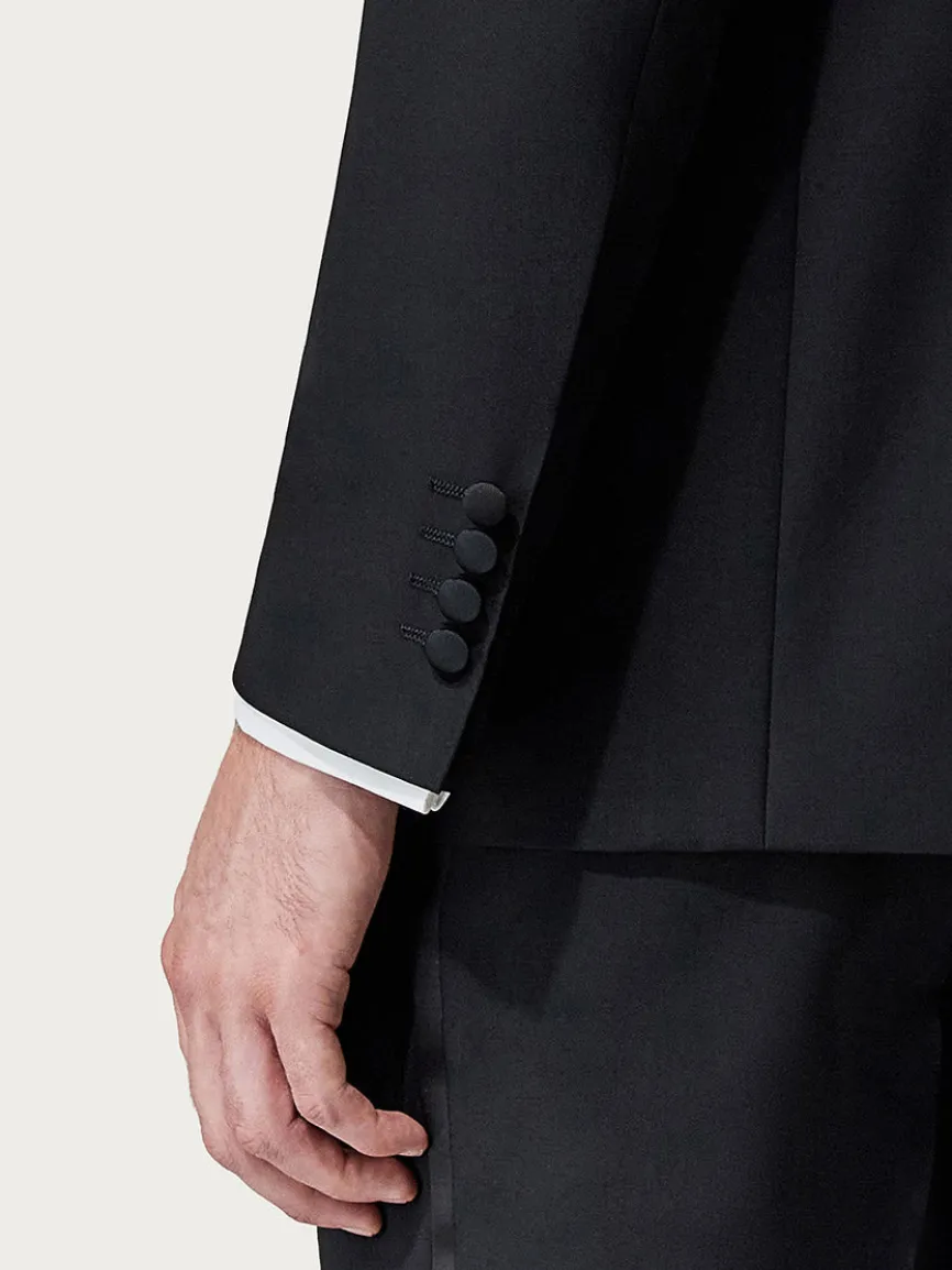 Canali Siena Black Wool Tuxedo With Peak Lapels