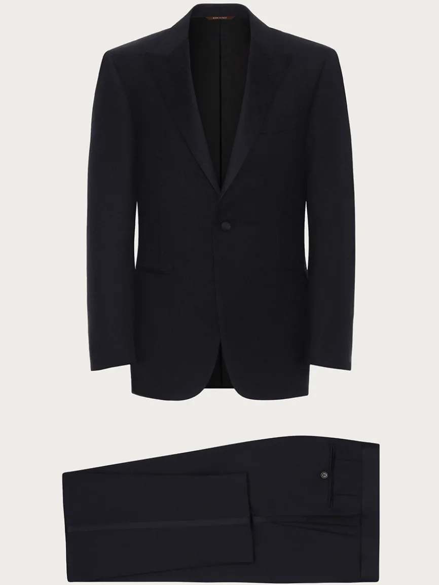 Canali Siena Black Wool Tuxedo With Peak Lapels