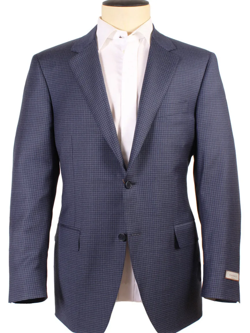 Canali Super 120s Wool Sport Jacket in Classic Blue Check