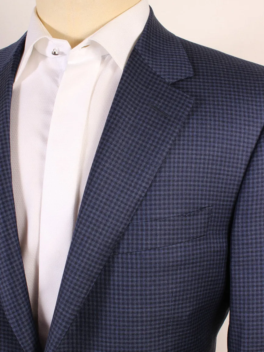 Canali Super 120s Wool Sport Jacket in Classic Blue Check