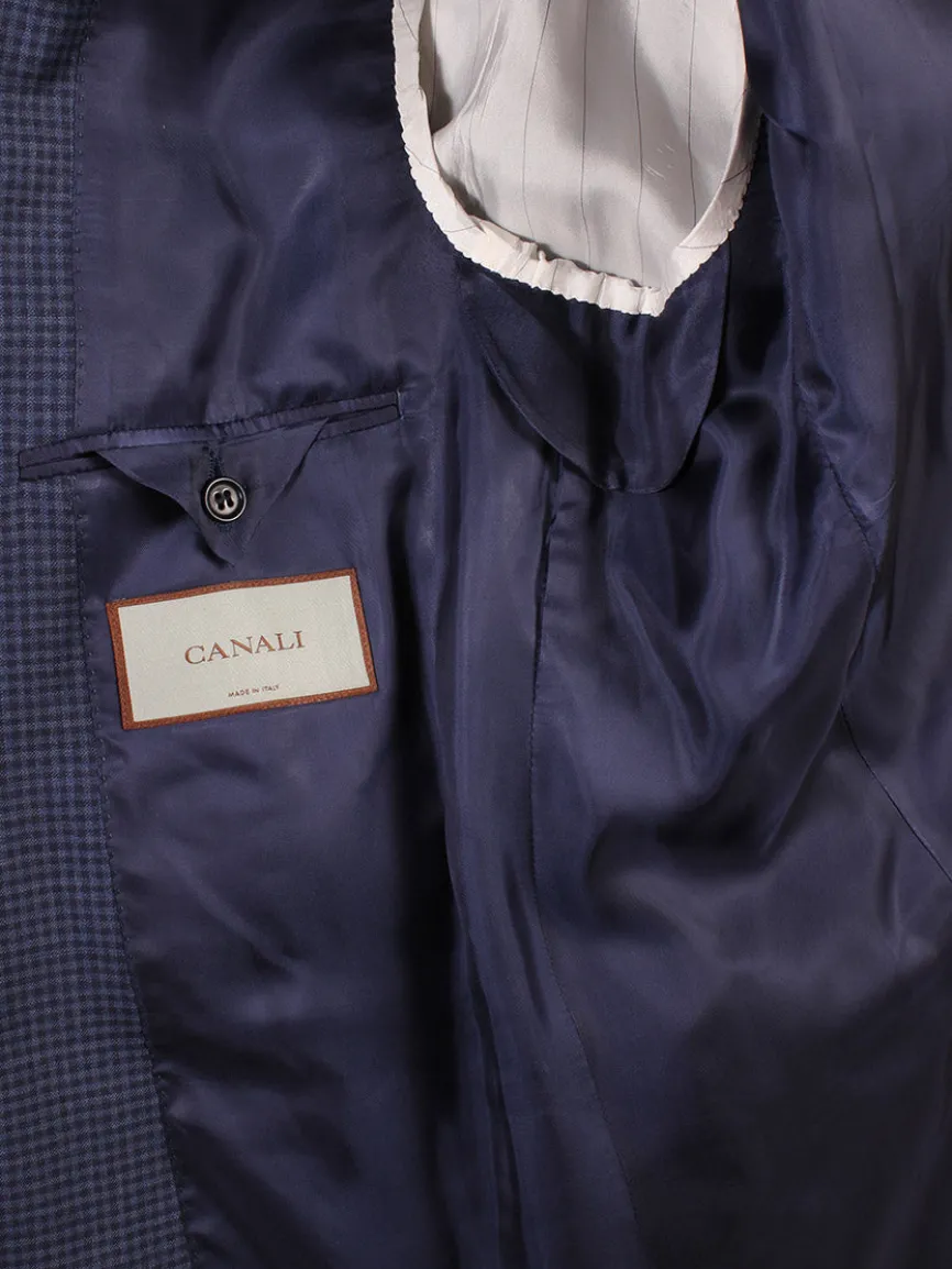 Canali Super 120s Wool Sport Jacket in Classic Blue Check