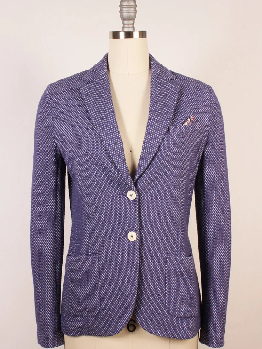 Circolo 1901 2-Button Slim Honeycomb Jacket in Space Cobalt