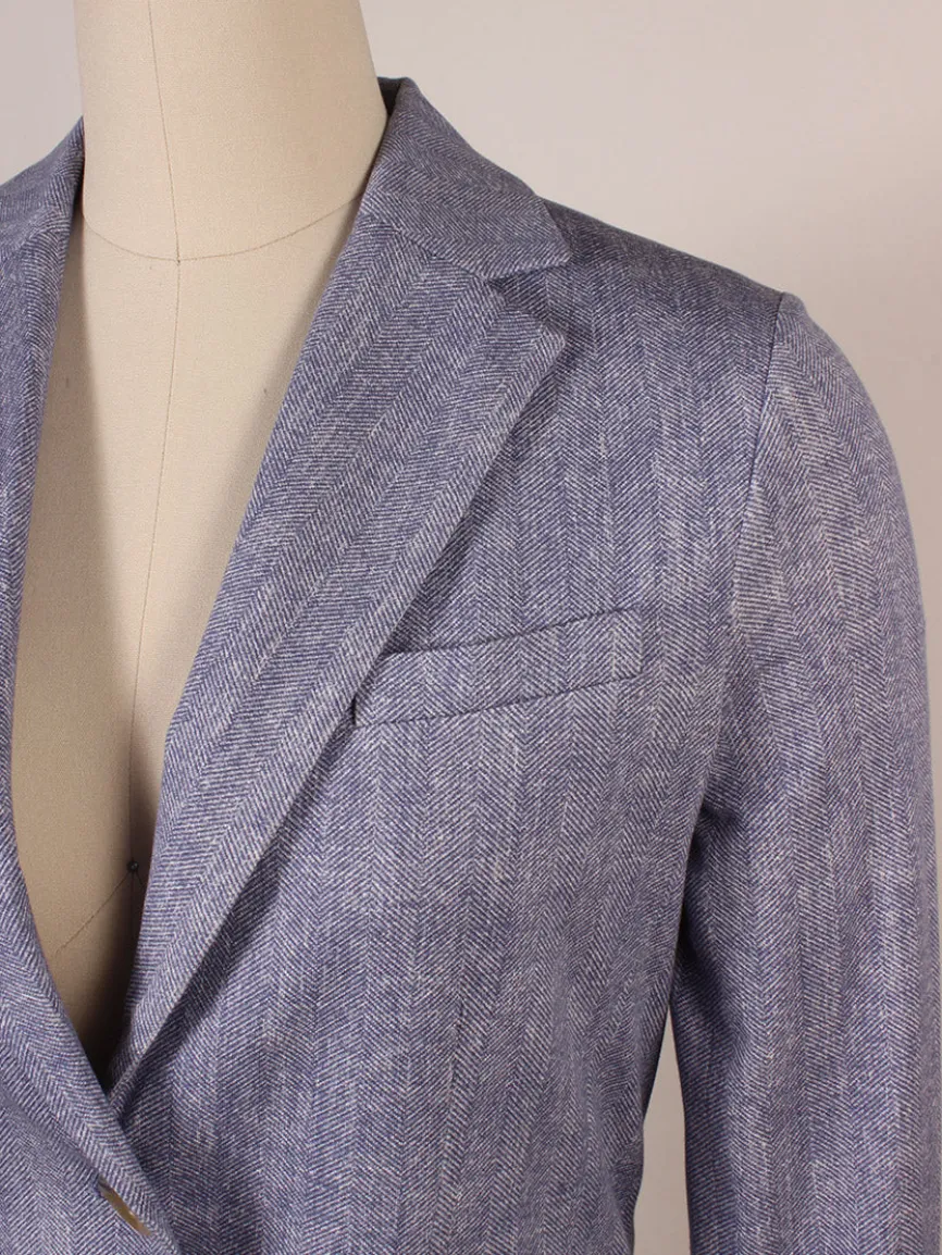 Circolo 1901 1-Button Slim Herringbone Jacket in Dark Sky