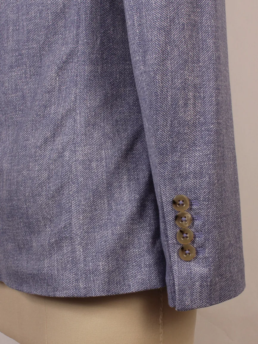 Circolo 1901 1-Button Slim Herringbone Jacket in Dark Sky