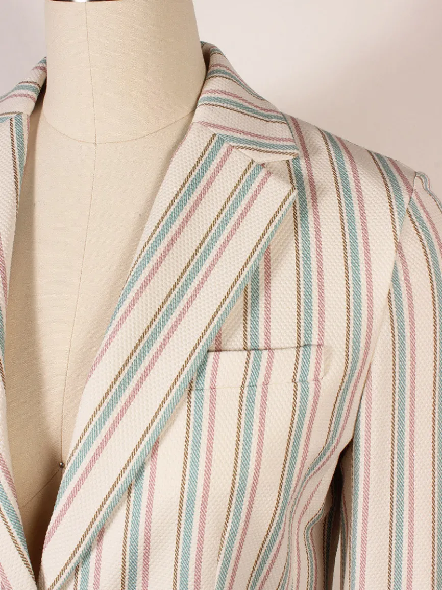 Circolo 1901 1-Button Slim Stripe Jacket in Laguna