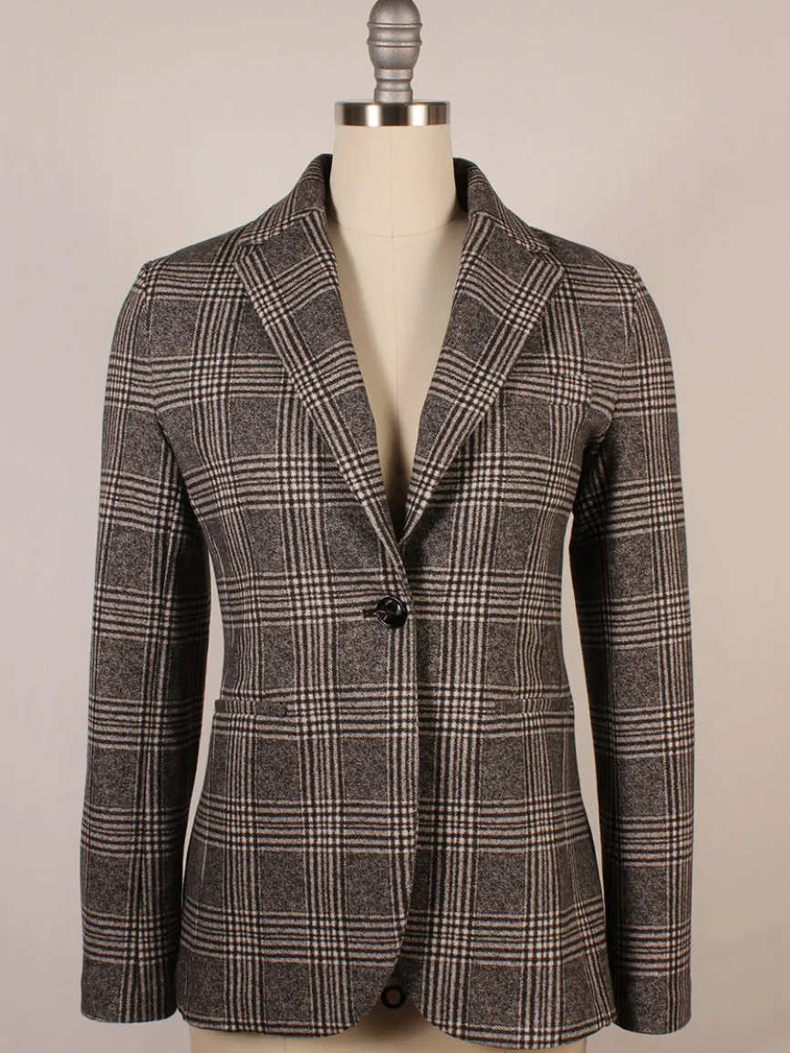 Circolo 1901 Overcheck Jacket in Black/Cream