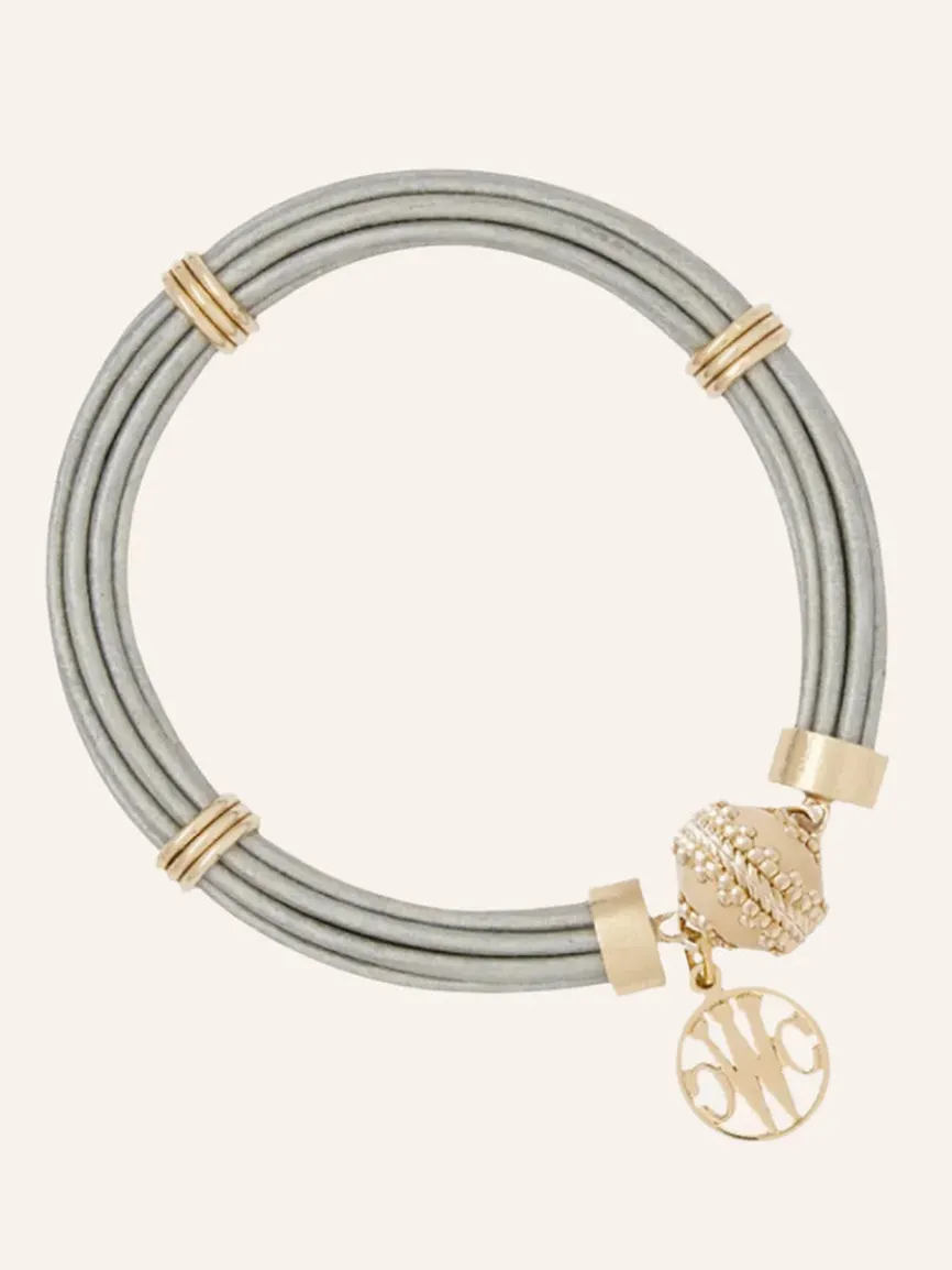 Clara Williams Aspen Leather Platinum Bracelet