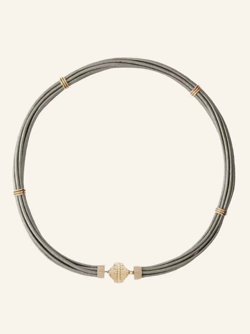 Clara Williams Aspen Leather Platinum Silver Necklace