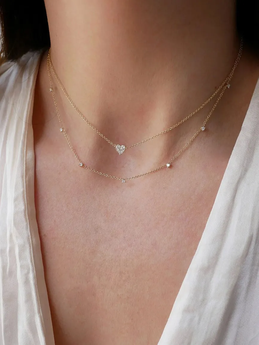 EF Collection 7 Prong Set Diamond Necklace in White Gold