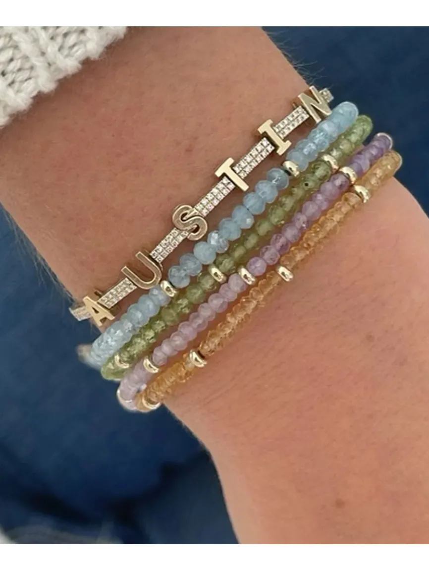 EF Collection Birthstone Bracelet with Gold Rondelles - Peridot