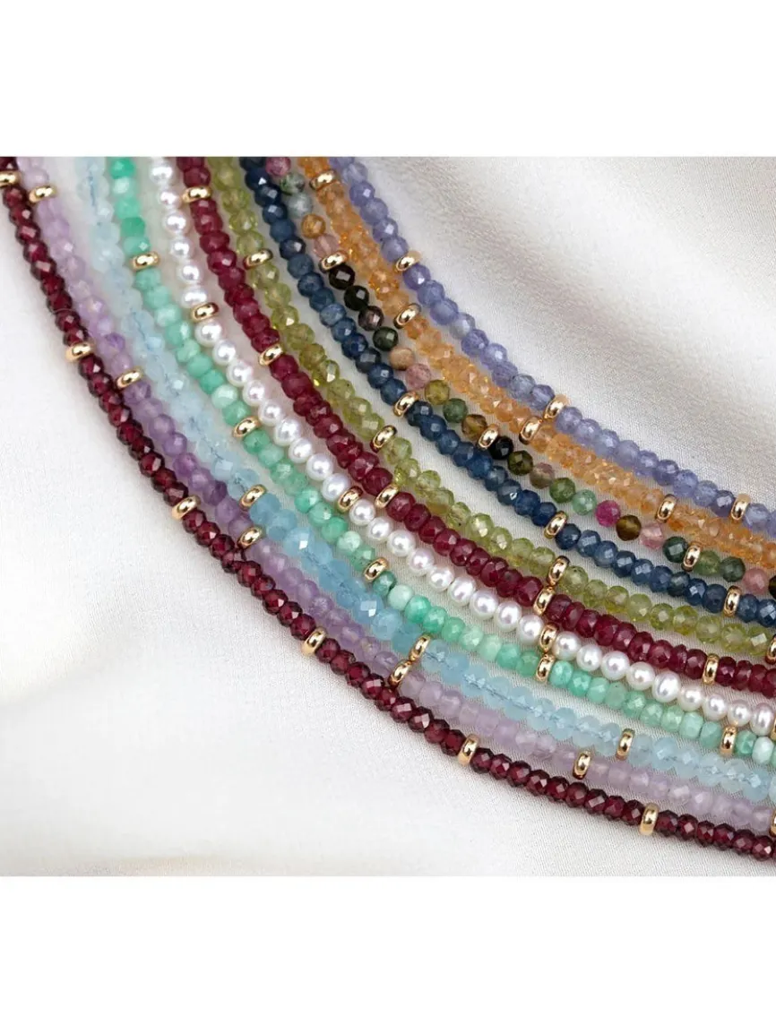 EF Collection Birthstone Necklace with Gold Rondelles - Tanzanite