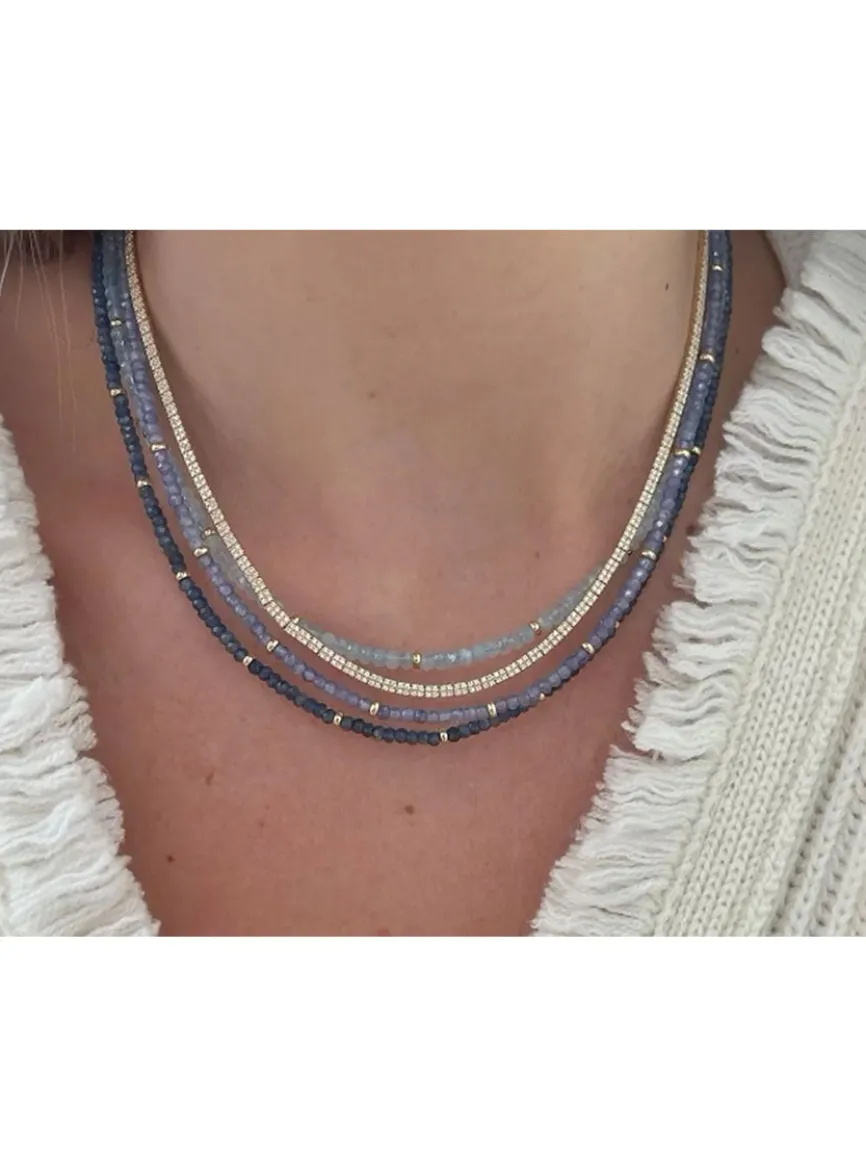 EF Collection Birthstone Necklace with Gold Rondelles - Tanzanite