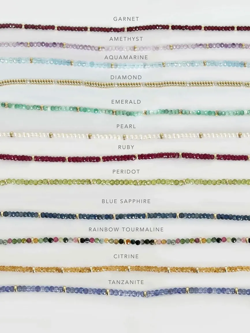 EF Collection Birthstone Necklace with Gold Rondelles - Tanzanite