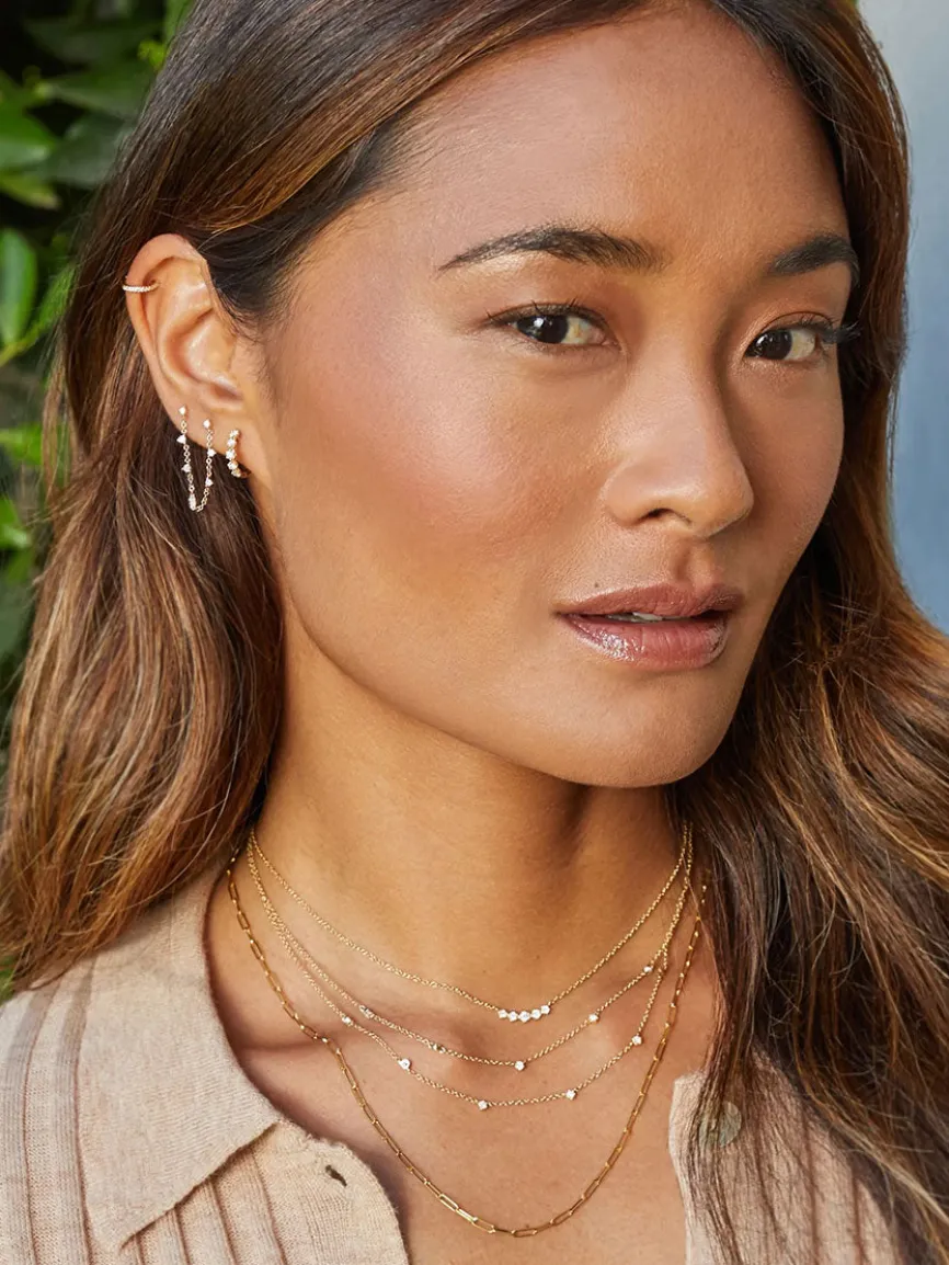 EF Collection Diamond Crown Crescent Necklace in Yellow Gold