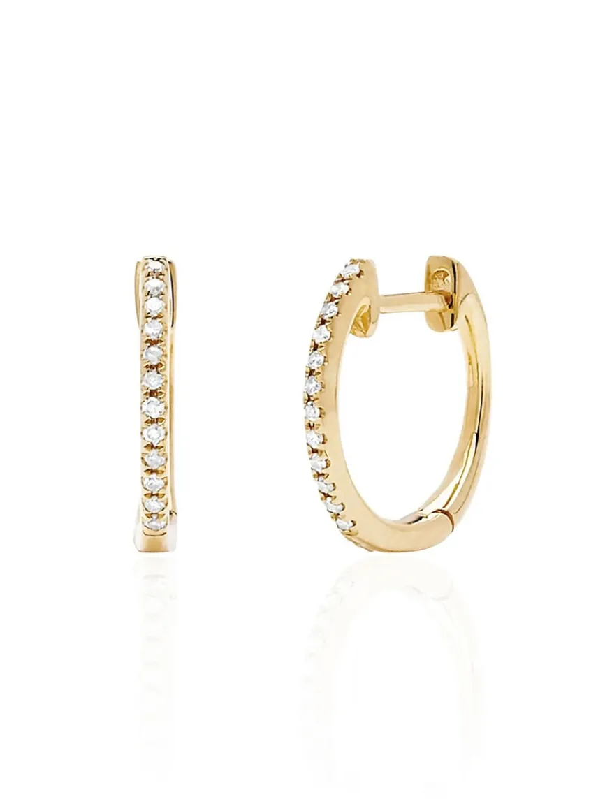 EF Collection Diamond Huggie Earrings in Yellow Gold