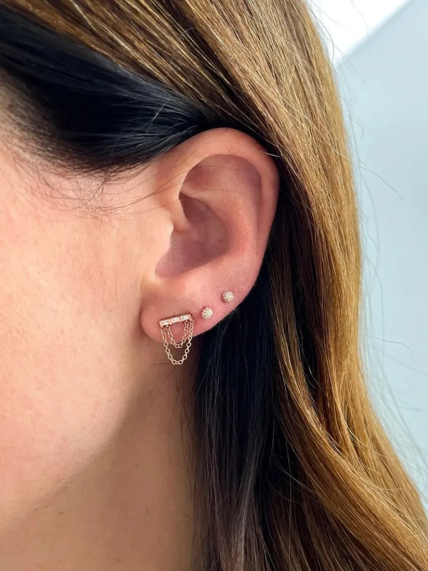 EF Collection Disco Ball Stud Earring in Yellow Gold