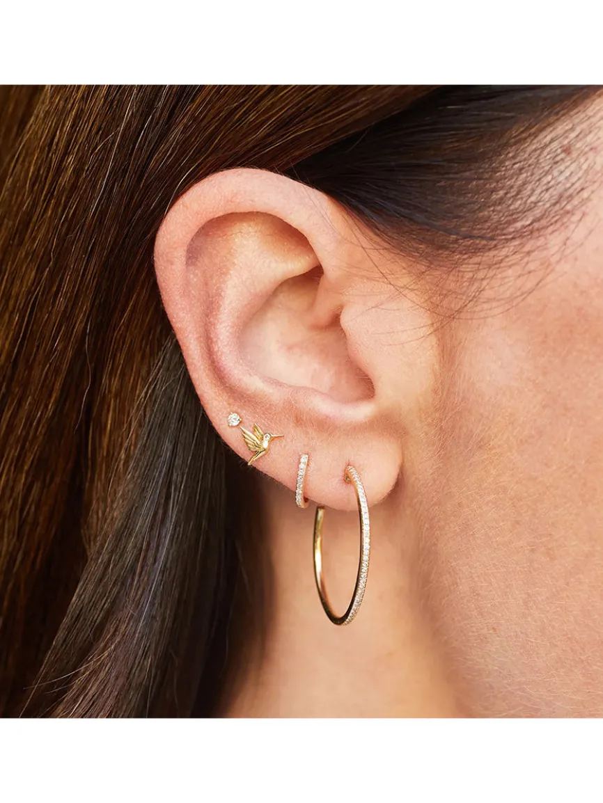 EF Collection Mini Hummingbird Stud Earring in Yellow Gold