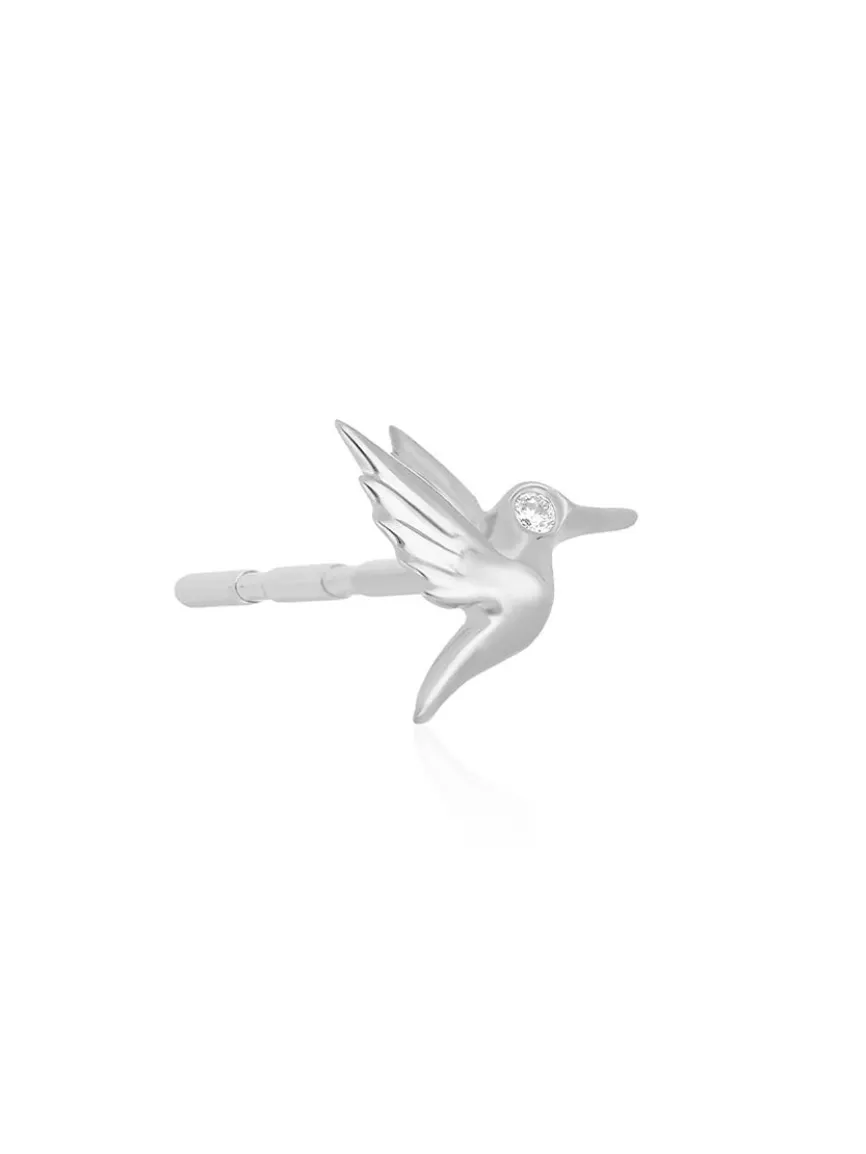 EF Collection Mini Hummingbird Stud Earring in White Gold