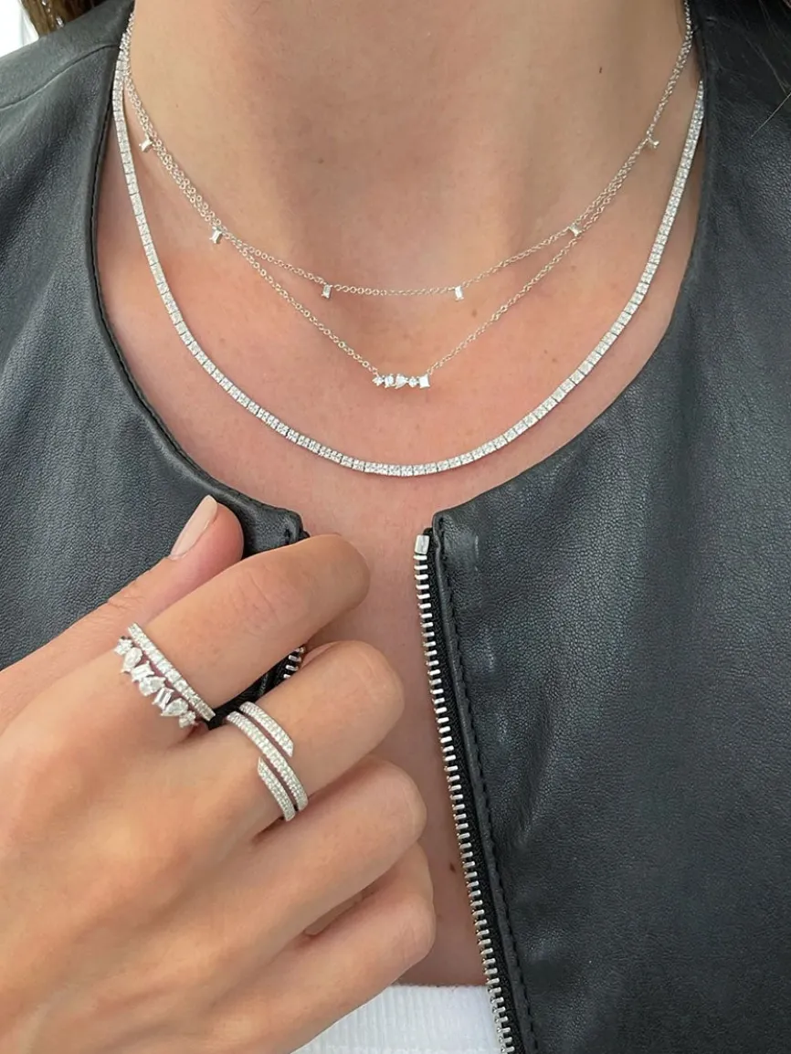 EF Collection Multi Faceted Diamond Mini Bar Necklace in Yellow Gold