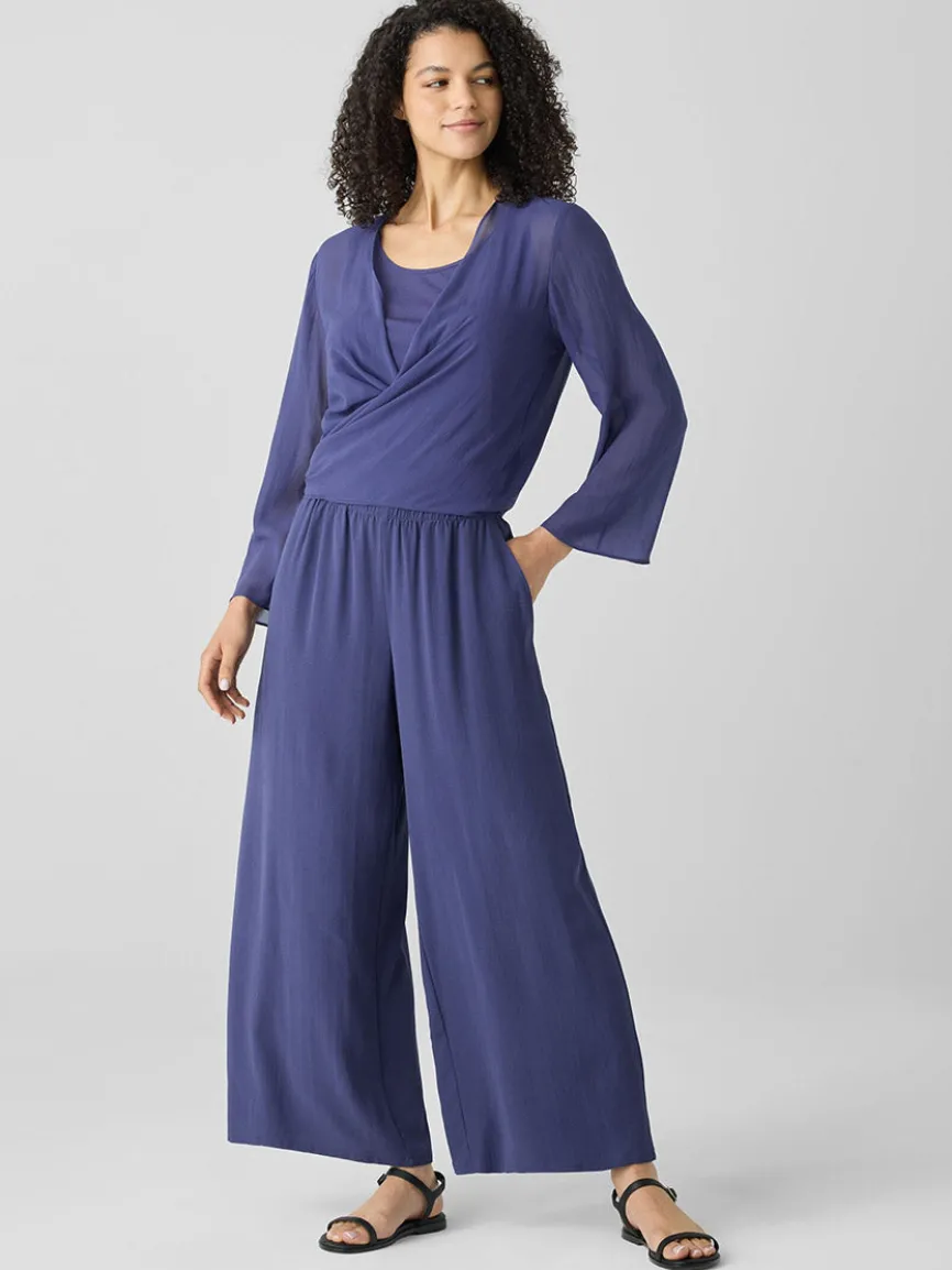 Eileen Fisher Sheer Silk Georgette Tie Jacket in Bluette