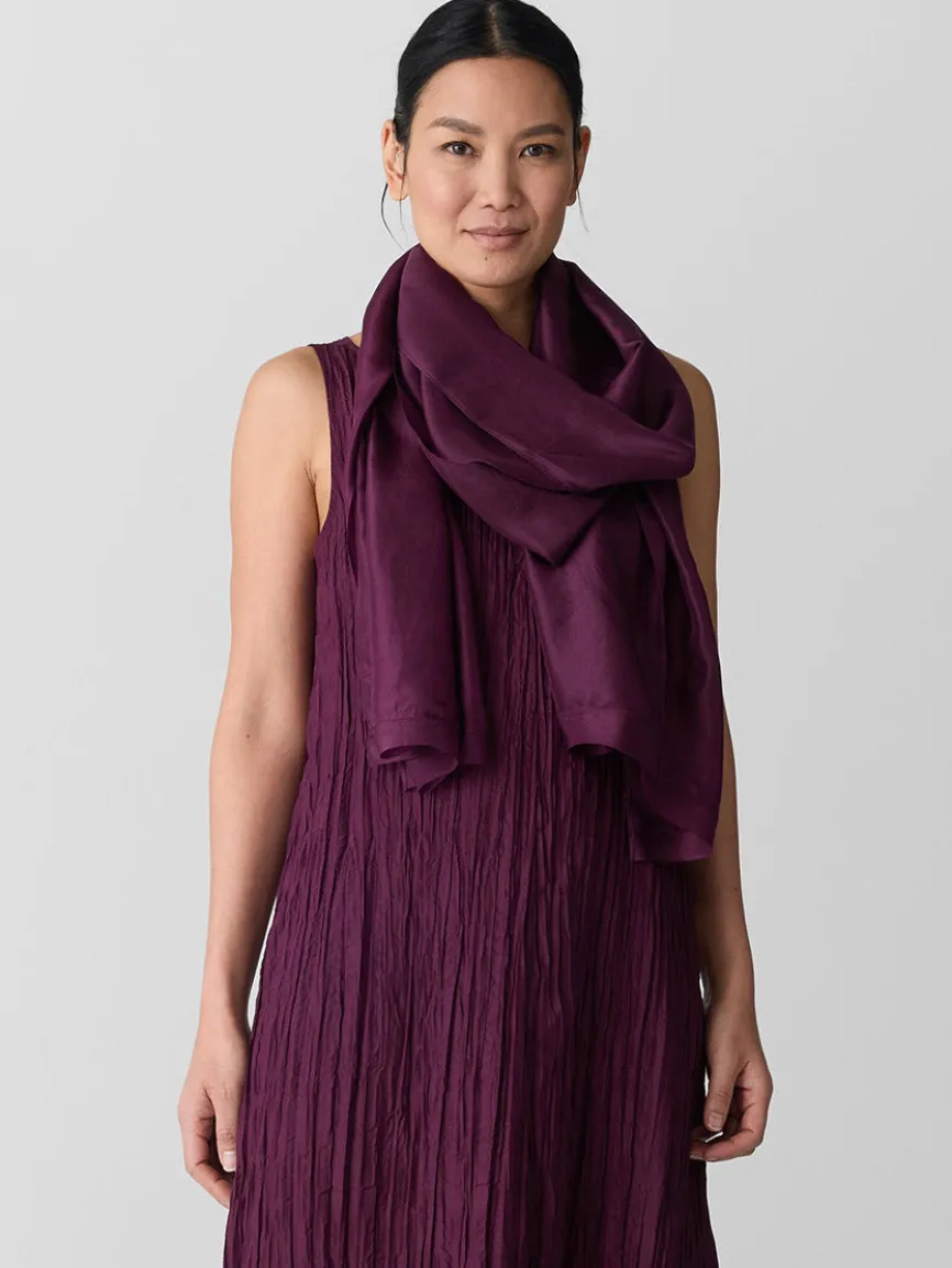 Eileen Fisher Washed Transitional Silk Scarf in Blackberry
