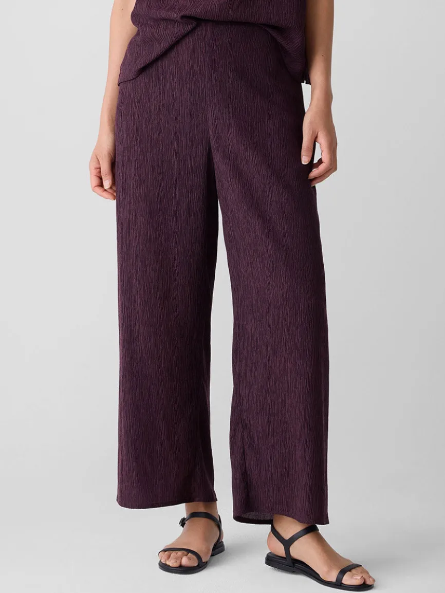 Eileen Fisher Woven Plissé Wide-Leg Pant in Blackberry