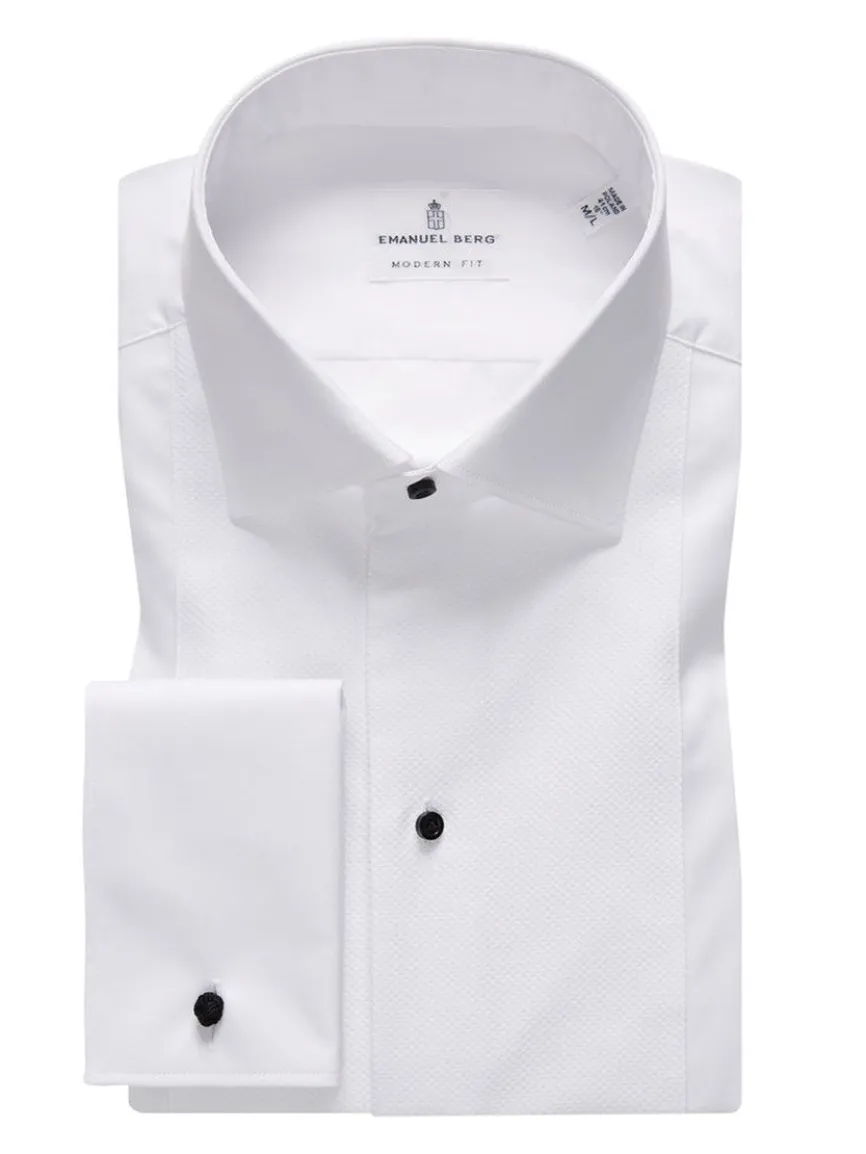 Emanuel Berg Formal Dress Shirt in White Mr. Crown Collar