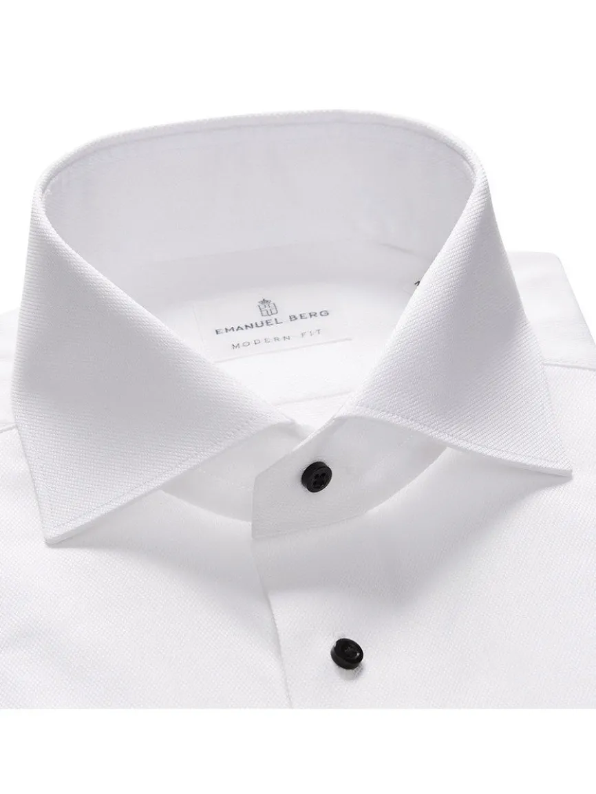 Emanuel Berg Formal Dress Shirt in White James Bond Collar