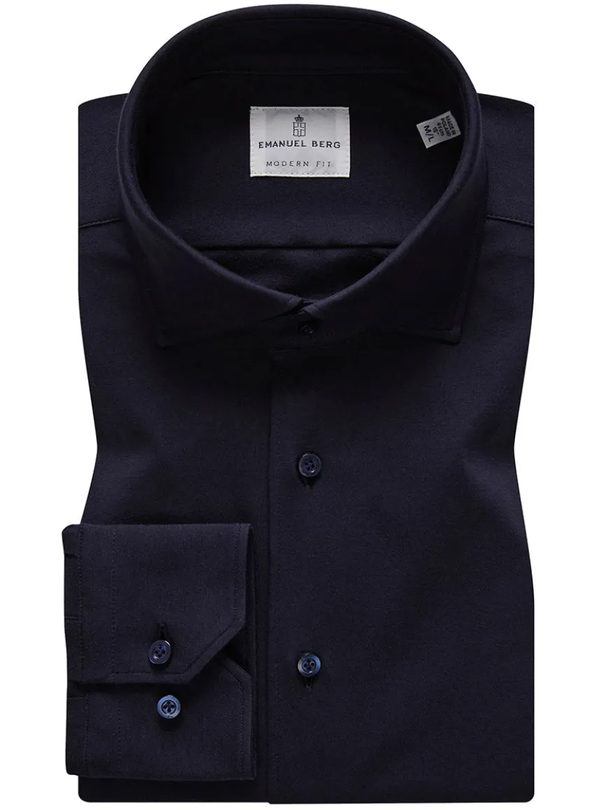 Emanuel Berg Modern 4Flex Stretch Knit Dress Shirt in Navy