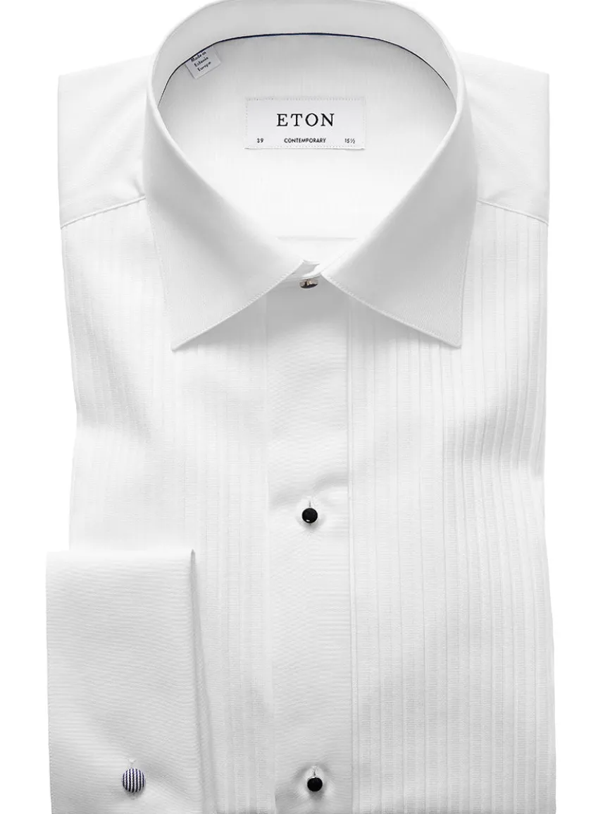 Eton Contemporary Fit Plissé Black Tie Dress Shirt