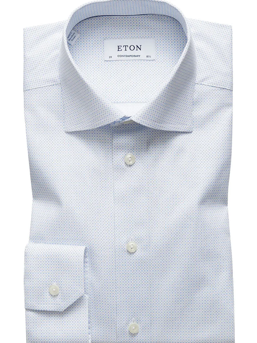 Eton Contemporary Fit Sky Blue Micro Print Dress Shirt