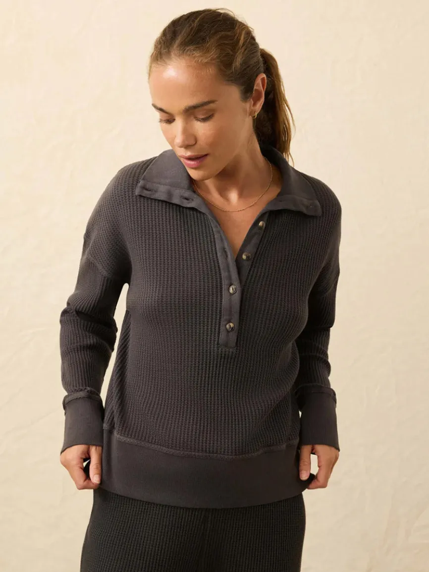 Faherty Brand Après Waffle Henley in Washed Black