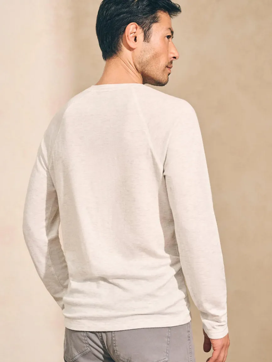 Faherty Brand Cloud Cotton Long-Sleeve Henley in Ivory Heather