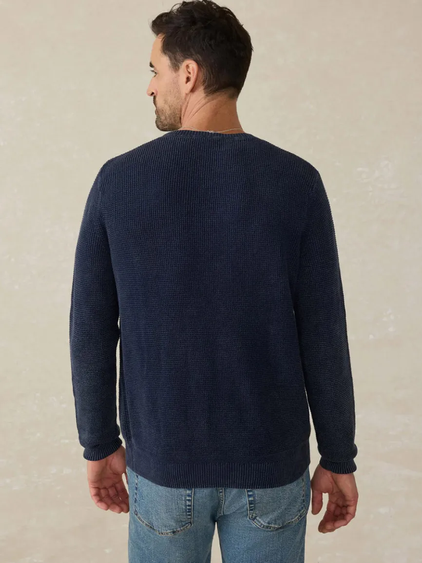 Faherty Brand Sunwashed Crewneck Sweater in Blue Nights
