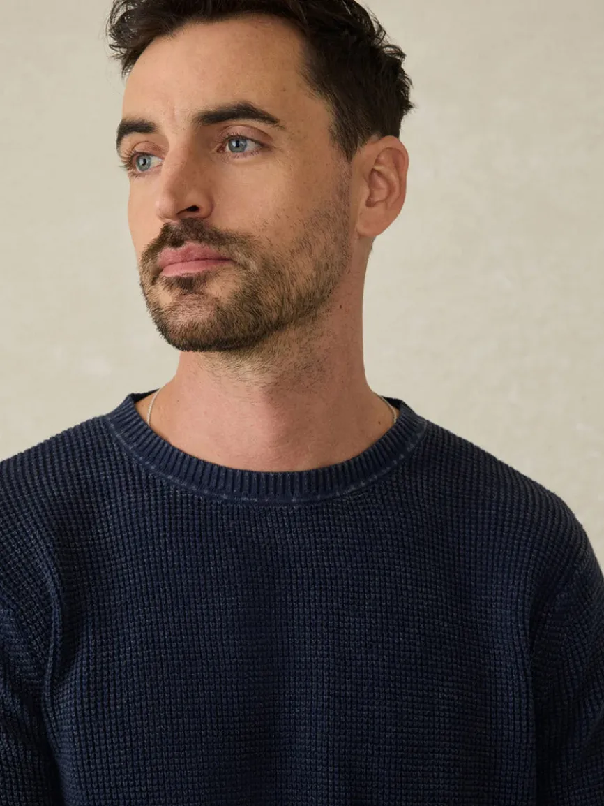 Faherty Brand Sunwashed Crewneck Sweater in Blue Nights