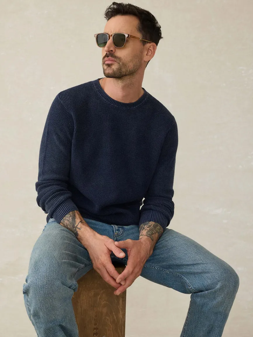 Faherty Brand Sunwashed Crewneck Sweater in Blue Nights