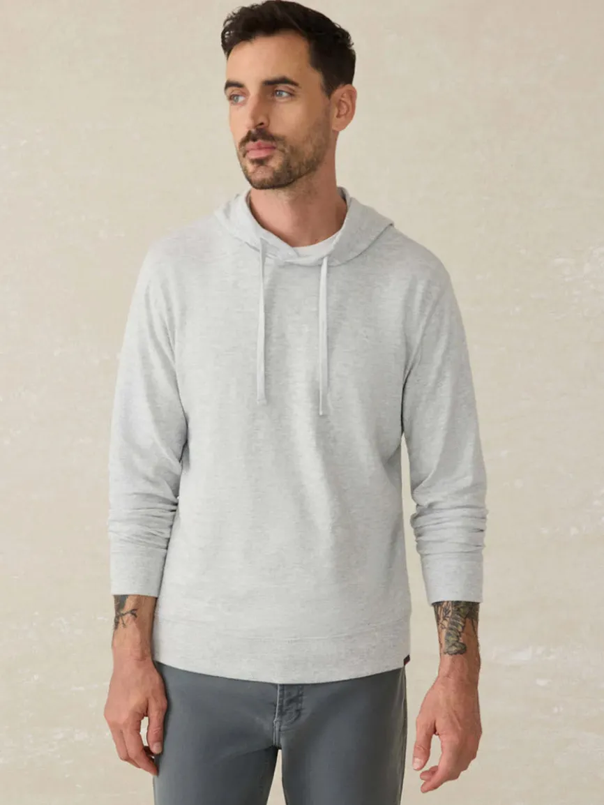 Faherty Brand Sunwashed Midweight Organic Hoodie in Light Grey Heather