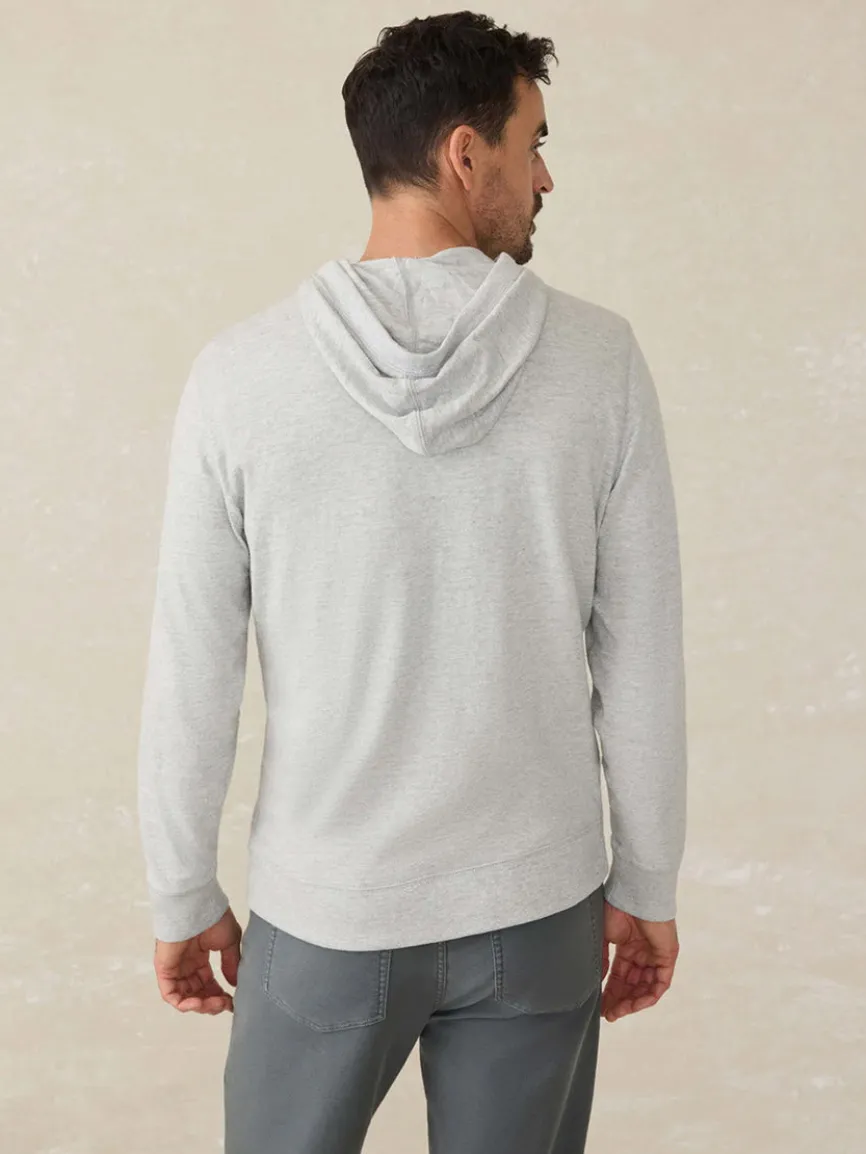 Faherty Brand Sunwashed Midweight Organic Hoodie in Light Grey Heather