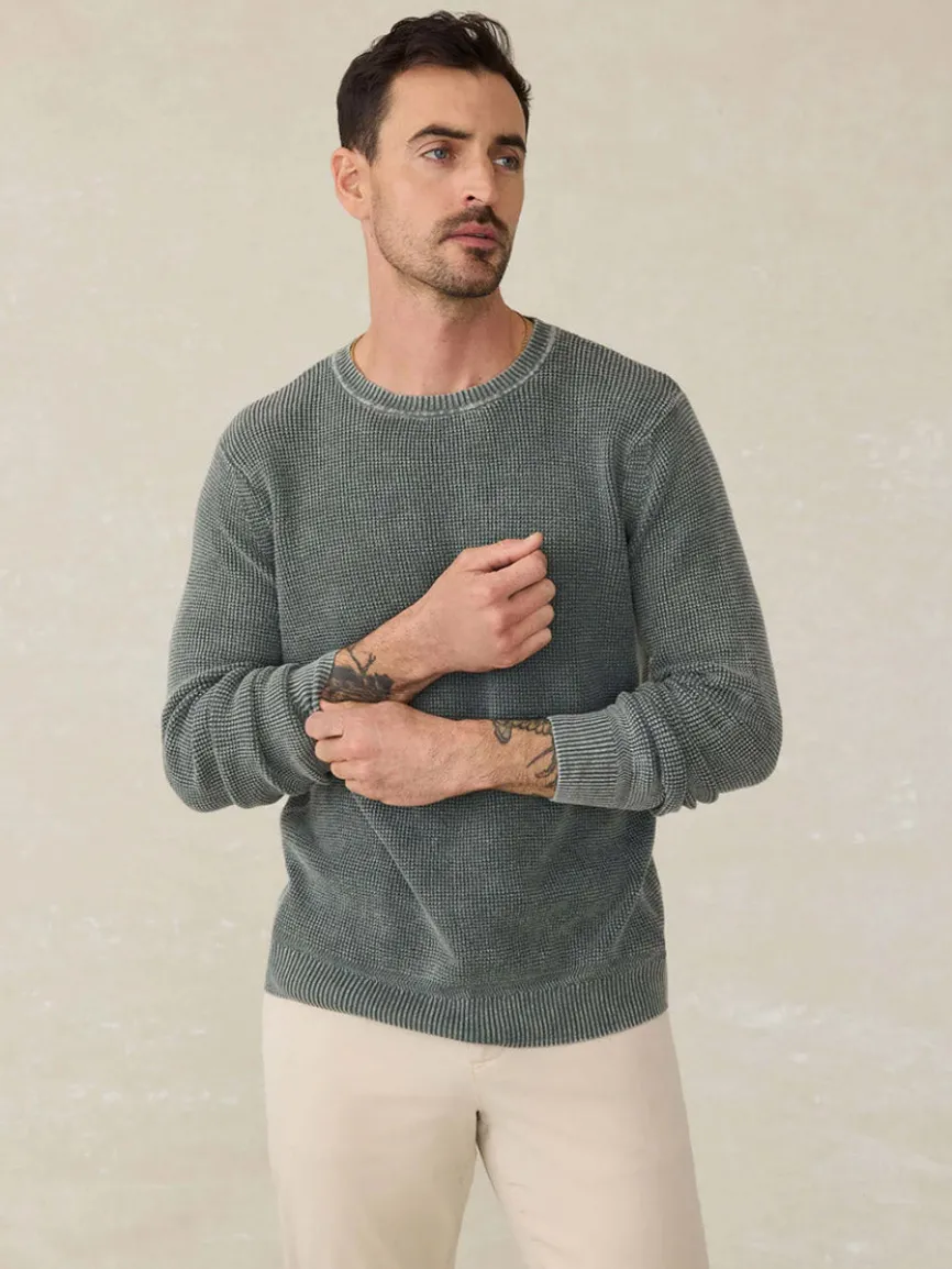 Faherty Brand Sunwashed Crewneck Sweater in Mountain Olive