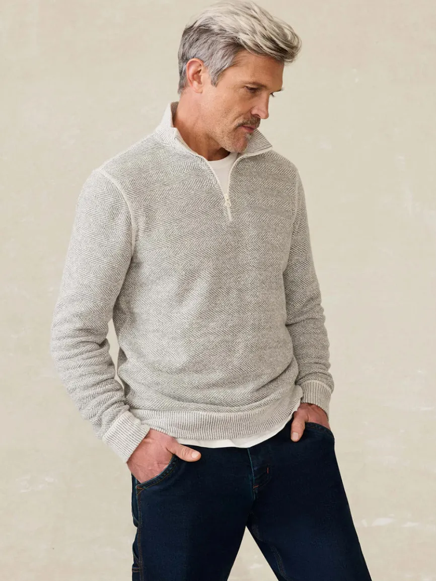 Faherty Brand Whitewater Quarter Zip in Grey Shell Loop