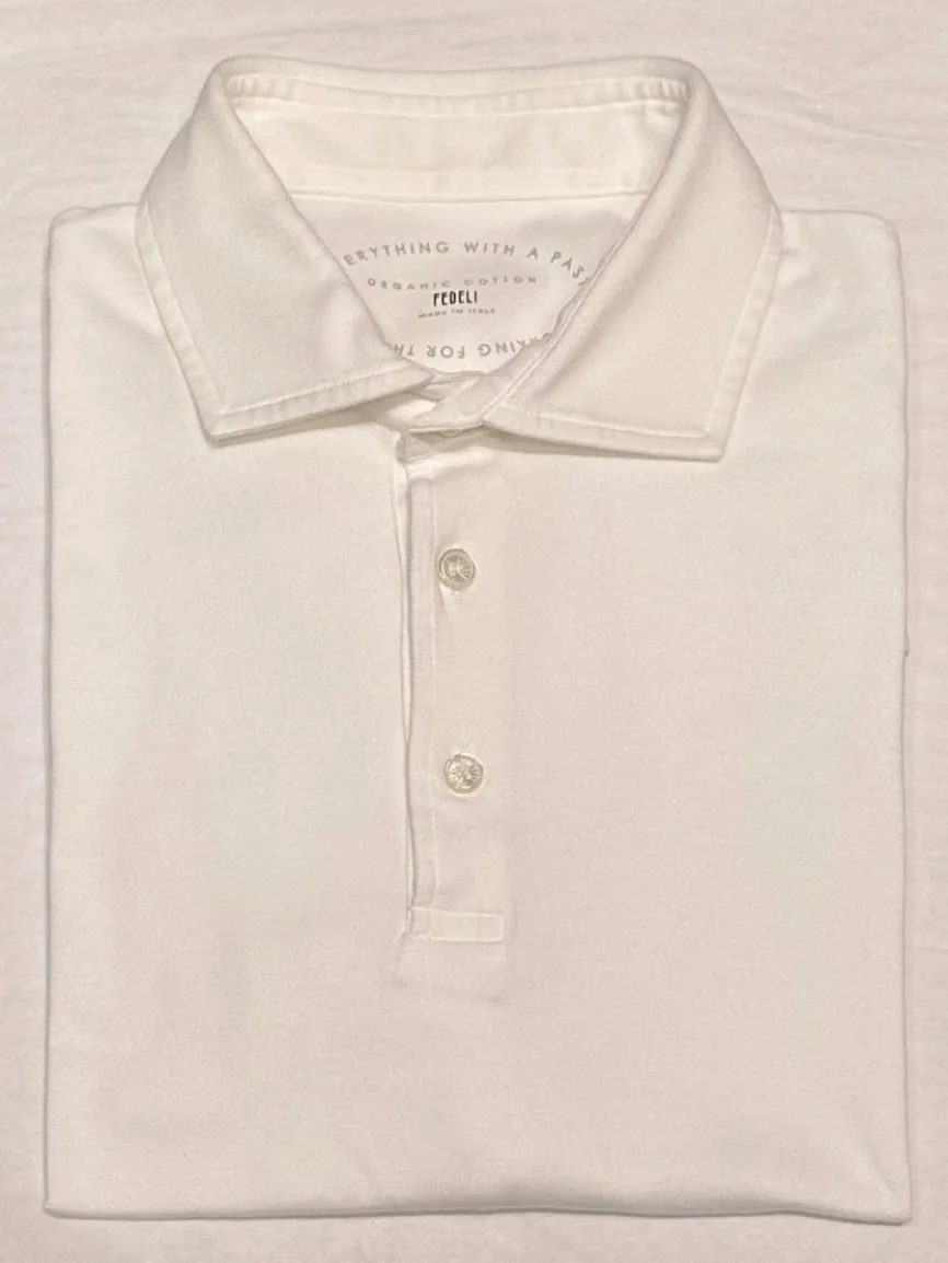 Fedeli Zero Organic Cotton Short Sleeve Polo in White