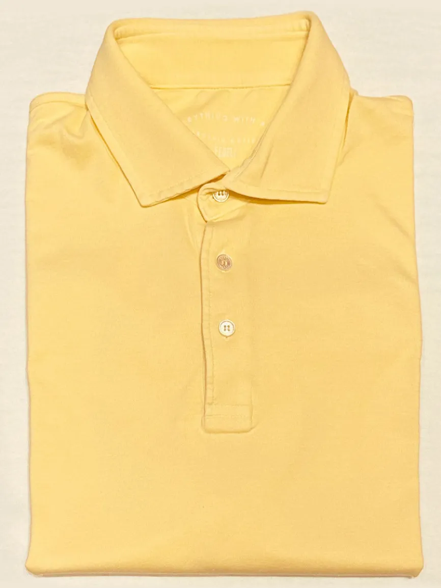 Fedeli Zero Organic Cotton Short Sleeve Polo in Yellow