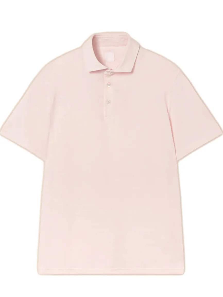 Fedeli Zero Superlight Pique Short Sleeve Polo in Pink