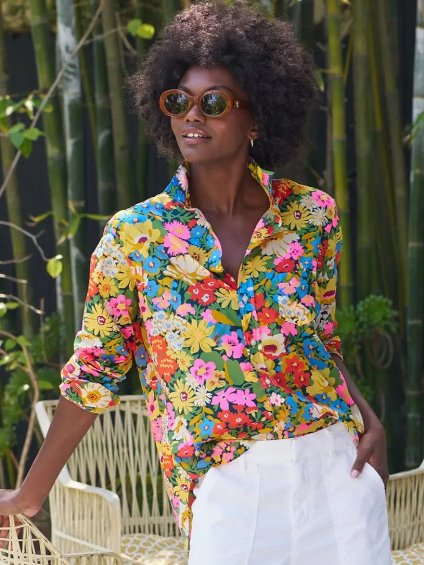 Frank & Eileen Eileen Relaxed Button-Up Shirt in Black Multicolor Floral