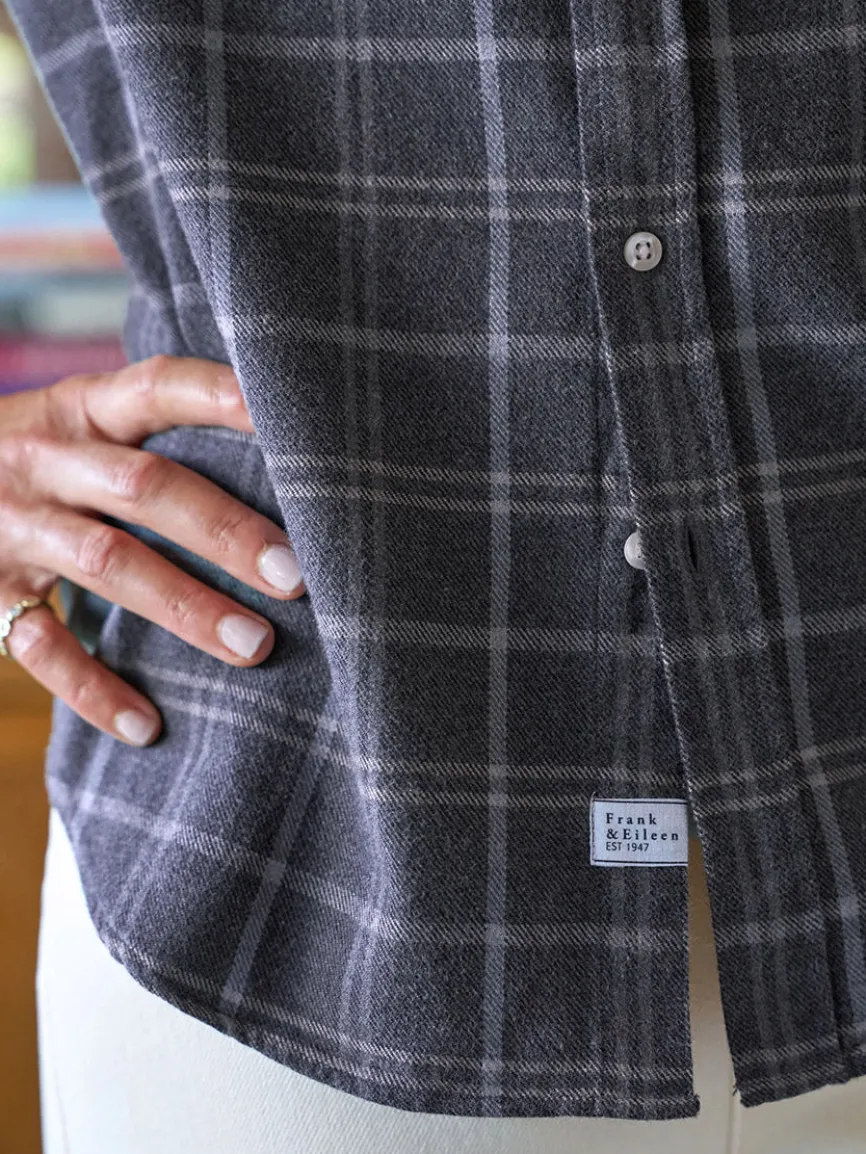 Frank & Eileen Eileen Relaxed Button-Up Shirt in Charcoal & Blue Plaid
