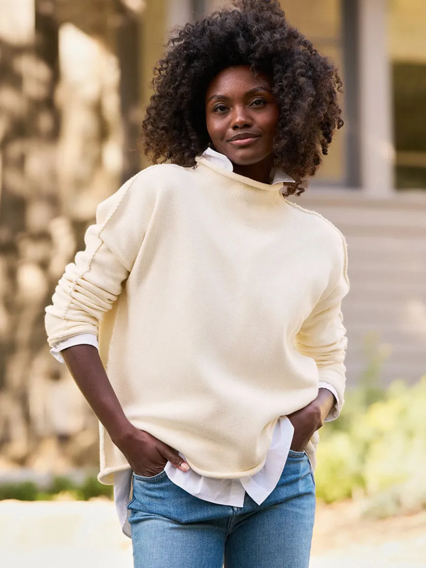 Frank & Eileen Monterey Rolled Funnel Neck Sweater in Cream