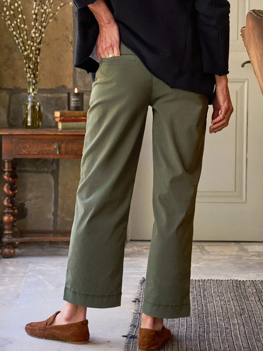 Frank & Eileen Westport Italian Wide-Leg Chino in Army