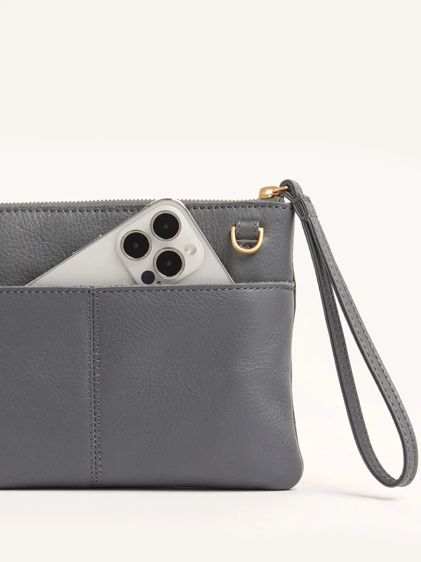 Hammitt Los Angeles Nash Small Clutch in Sonnet Grey/Brushed Gold